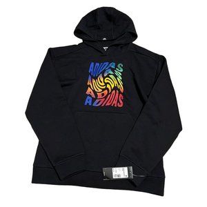 Adidas warped hoodie sweatshirt YXL18/20 black rainbow